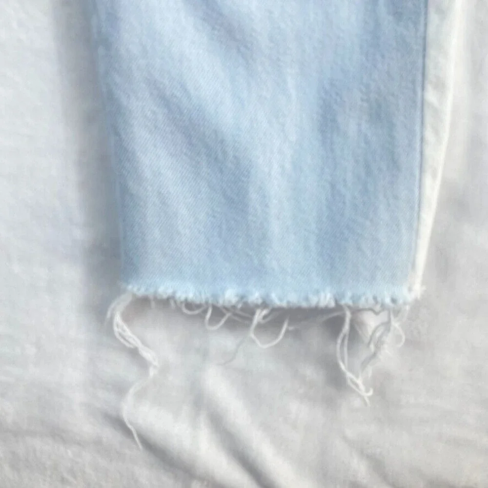 Levi's 501 Jeans Women Sz 27 Colorblock Button Fly Unique Ankle Raw Hem - Picture 4 of 16